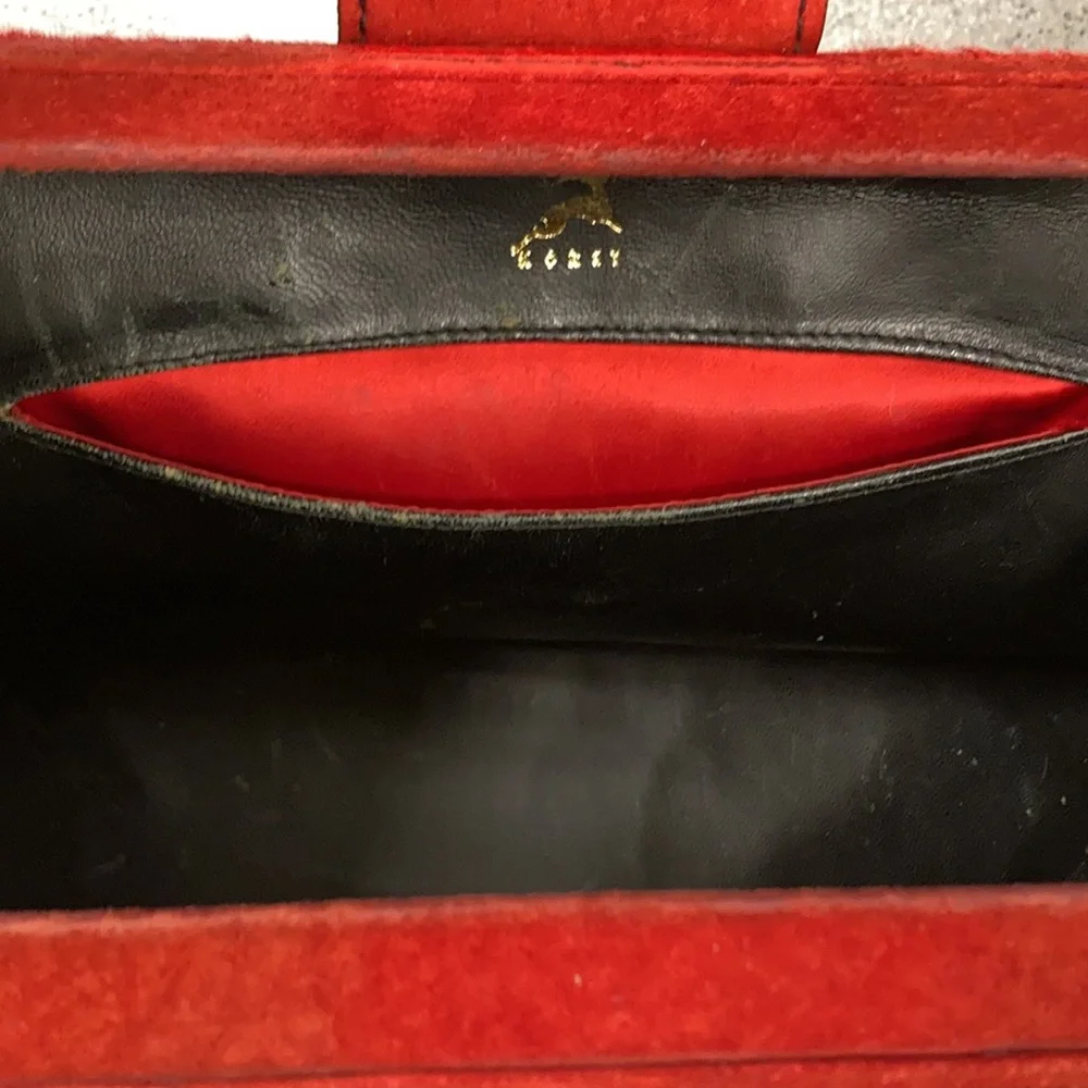 RARE KORET Lg DOCTORS SATCHEL/train case- red calf hair, leather & gold hardware